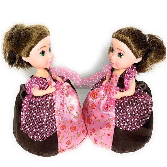 Cupcake Surprise Dolls - brown pink 6" #0447 two dolls - Picture 1 of 8